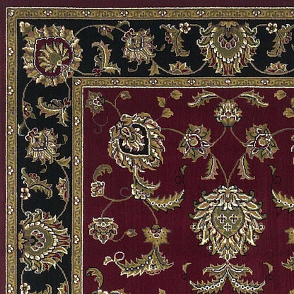 7' Octagon Red Or Black Floral Vines Bordered Indoor Area Rug