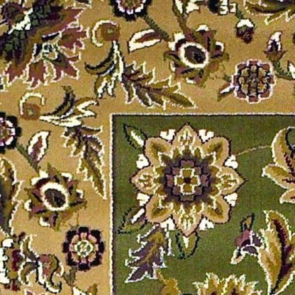 2' X 3' Green Taupe And Ivory Floral Medallion Area Rug