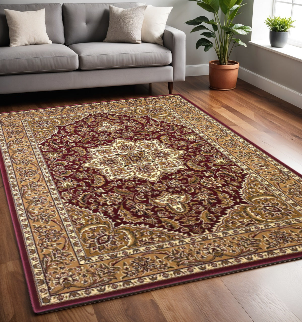 7' X 10'  Polypropylene Red Or  Beige Area Rug
