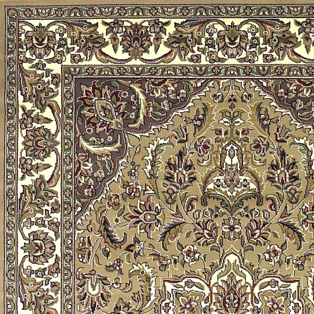8' Beige And Ivory Floral Medallion Octagon Rug