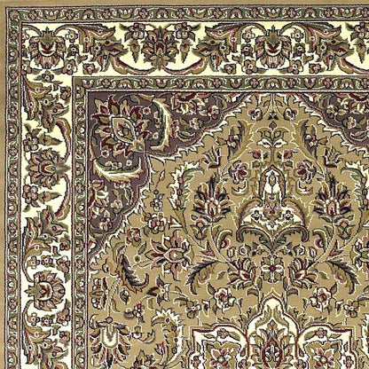 8' Beige And Ivory Floral Medallion Octagon Rug