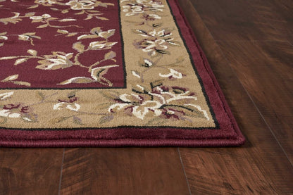 2' X 3' Red And Beige Floral Vines Area Rug