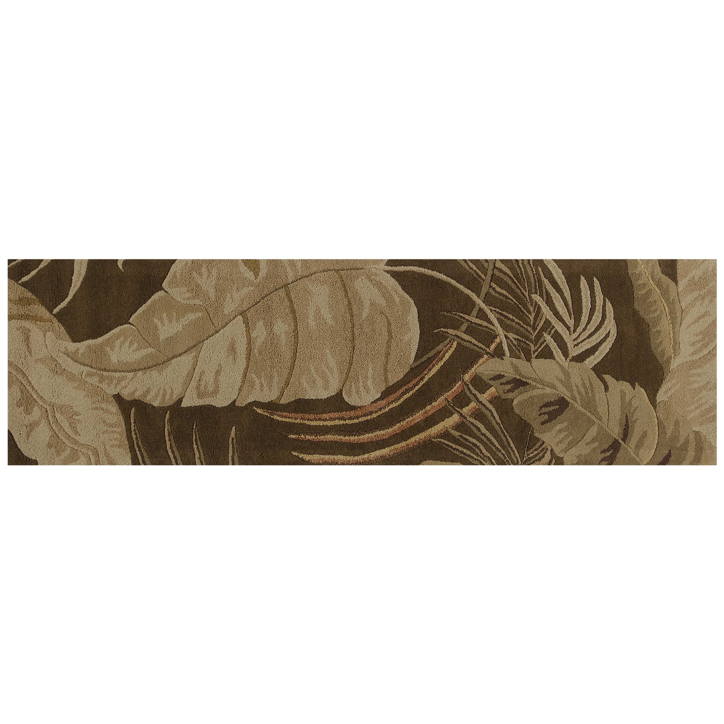 3' X 4' Mocha Brown Hand Tufted Tropical Leaves Indoor Area Rug