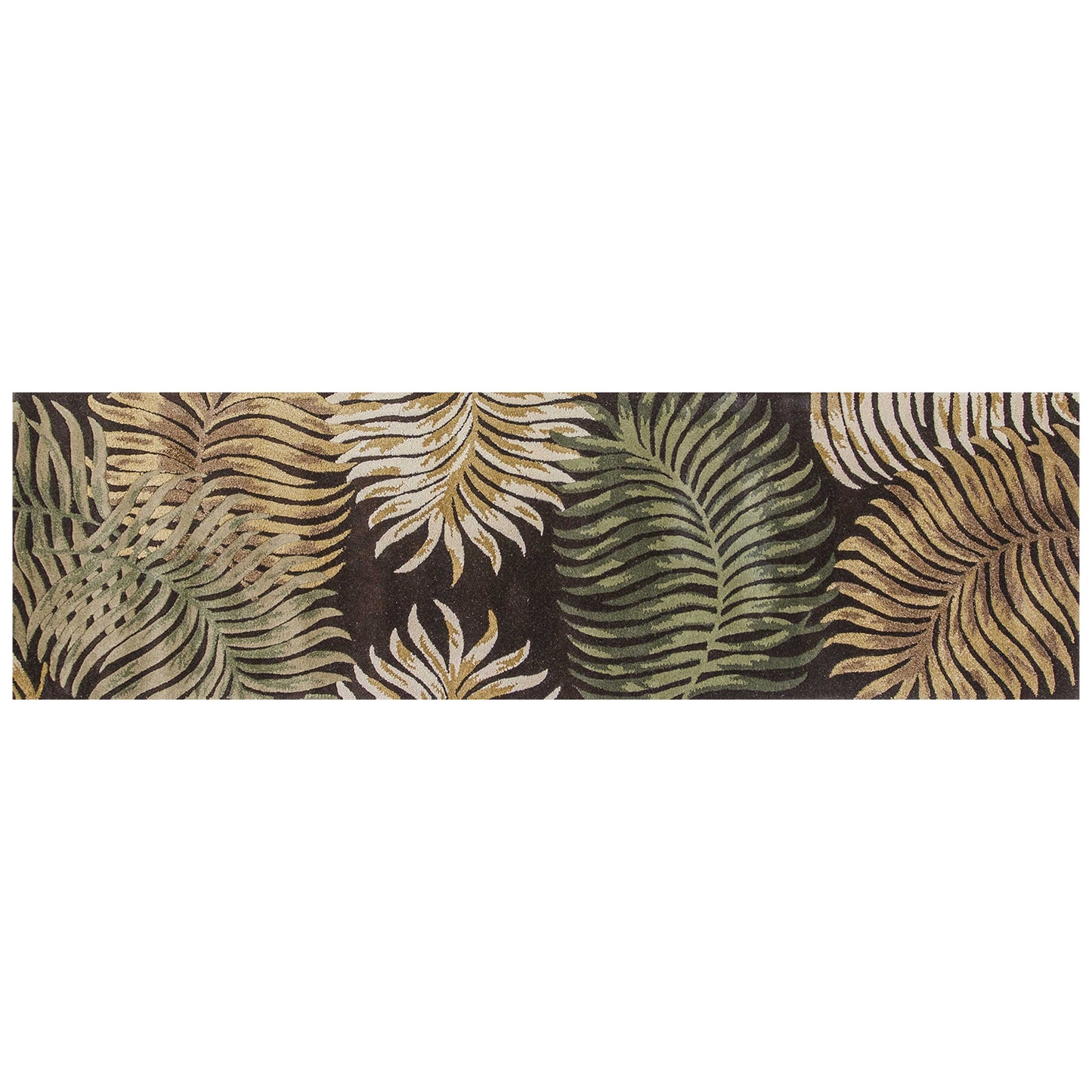 3' X 5' Espresso Fern Leaves Wool Area Rug