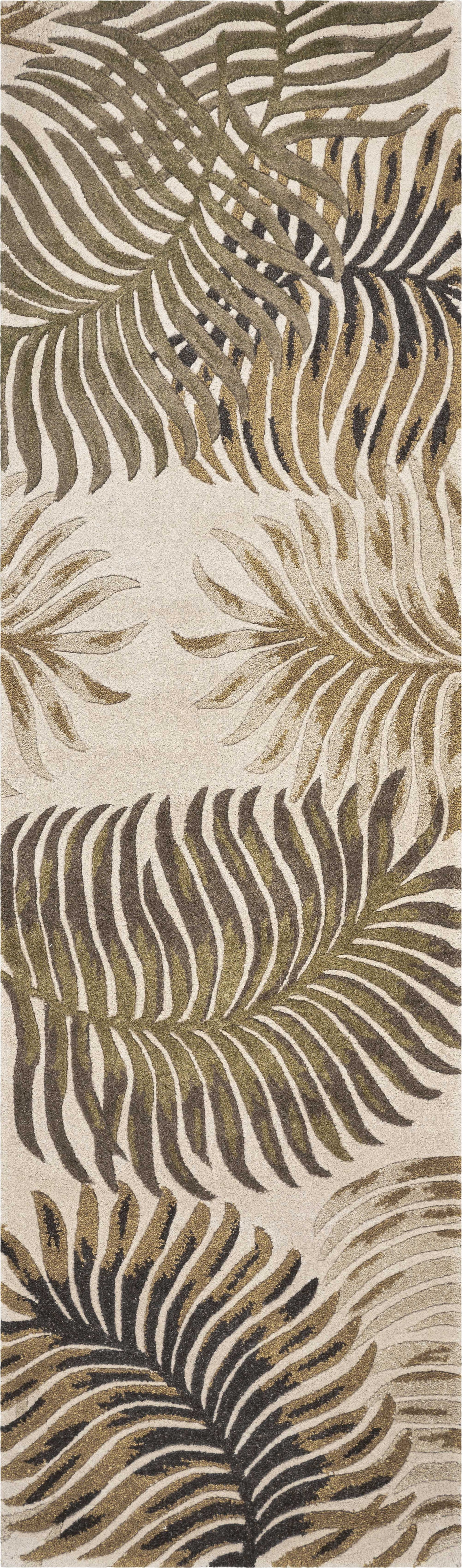 2' X 4' Natural Fern Leaves Wool Area Rug