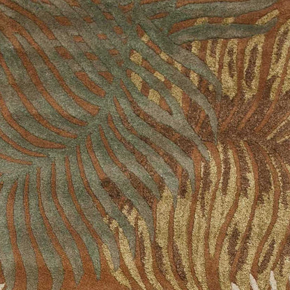 5' X 8' Rust Orange And Green Wool Botanical Leaves Hand Tufted Area Rug