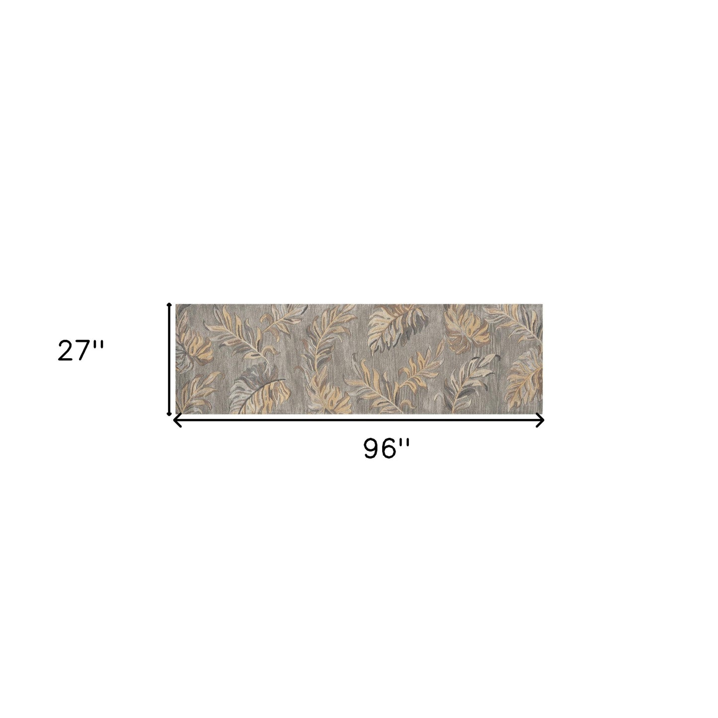 3' X 5' Gray And Taupe Wool Botanical Leaves Hand Tufted Area Rug