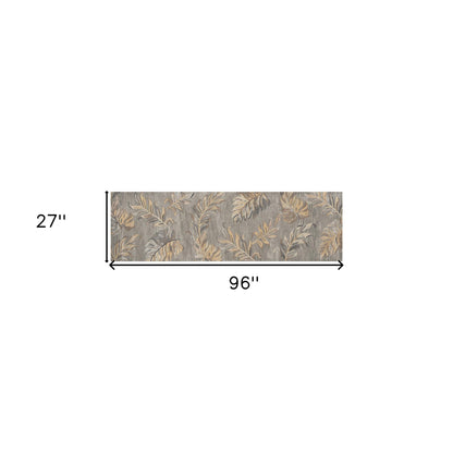 3' X 5' Gray And Taupe Wool Botanical Leaves Hand Tufted Area Rug