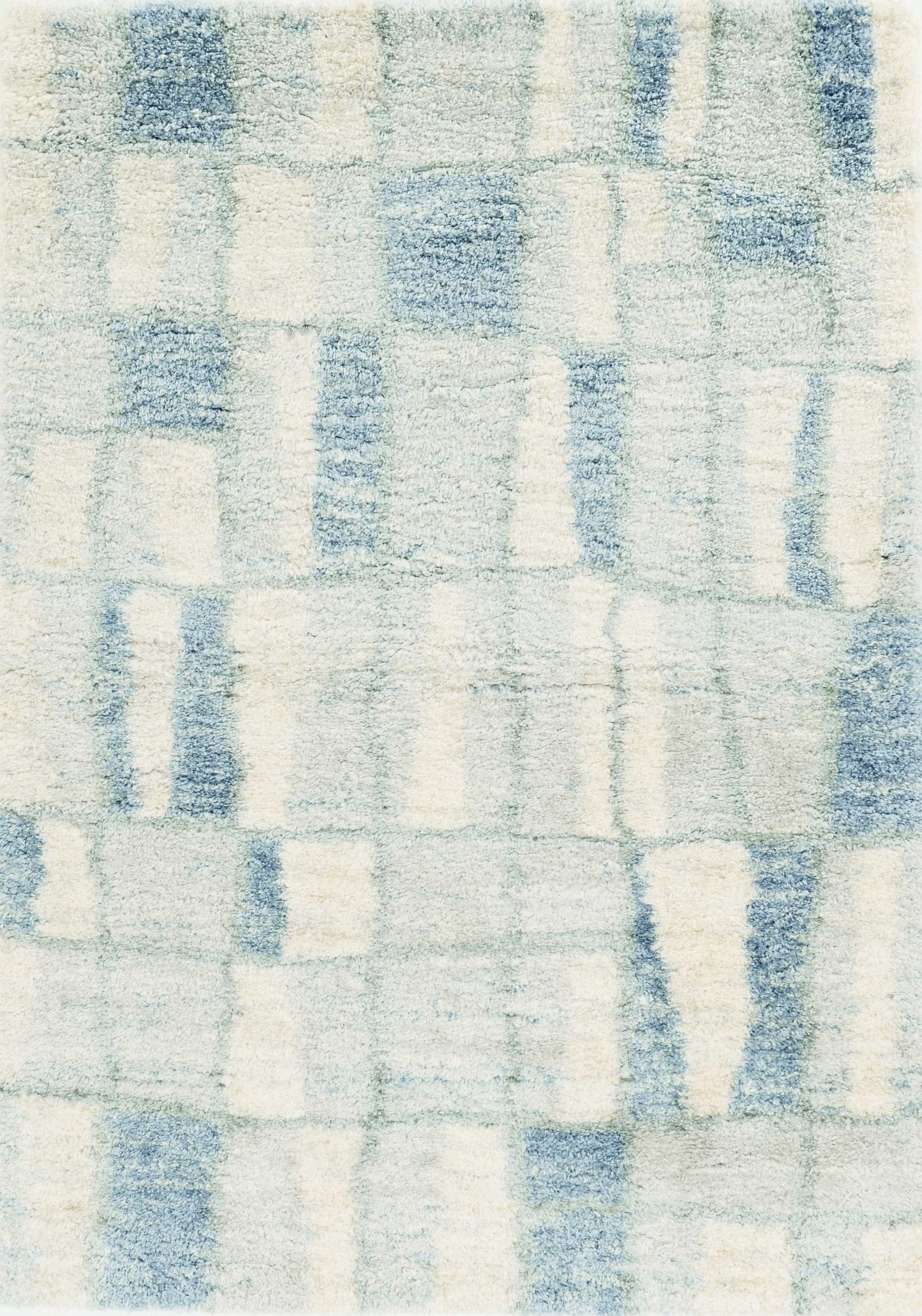 7' X 9' Ivory and Blue Area Rug