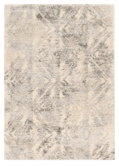 9' X 13' Gray And Ivory Diamond Area Rug