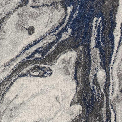 3' X 5' Blue And Gray Abstract Area Rug