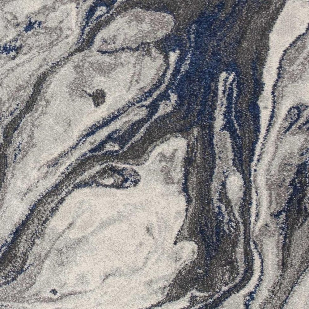 3' X 5' Blue And Gray Abstract Area Rug
