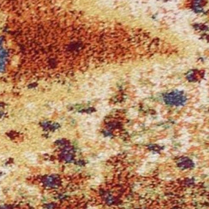 5' X 8' Blue Rust And Orange Abstract Area Rug
