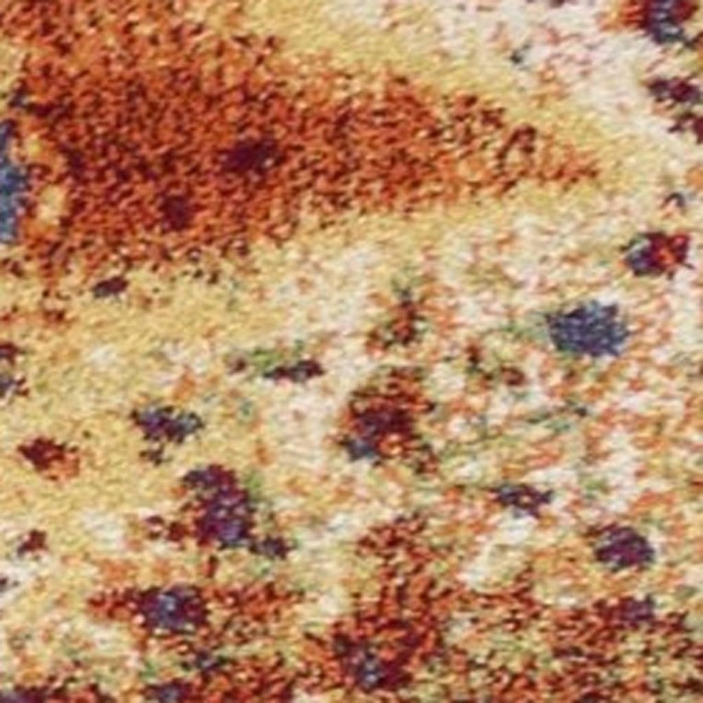 5' X 8' Blue Rust And Orange Abstract Area Rug