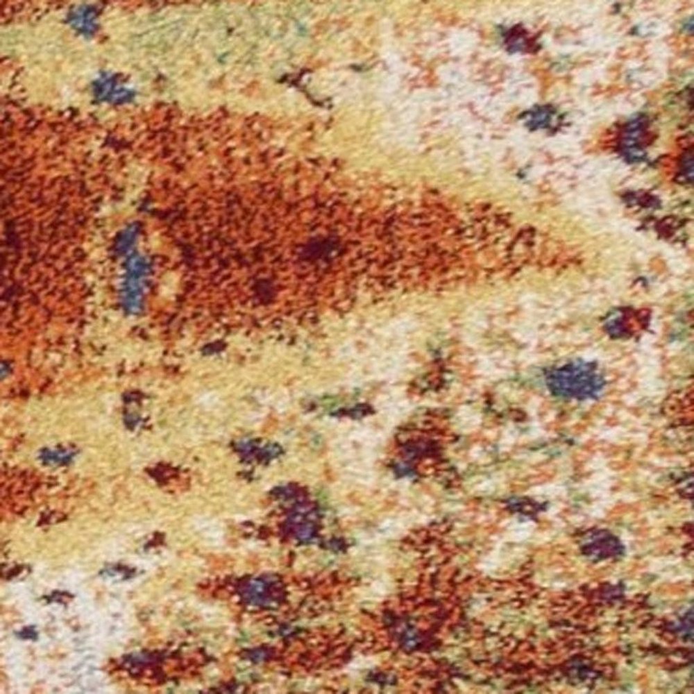 5' X 8' Blue Rust And Orange Abstract Area Rug