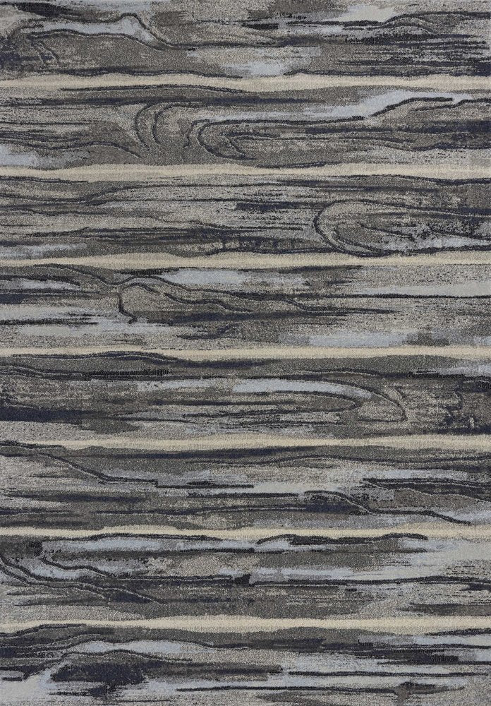 5' X 8' Gray Blue And Black Abstract Area Rug