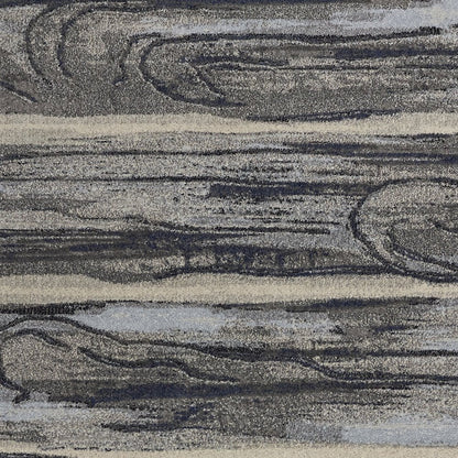 5' X 8' Gray Blue And Black Abstract Area Rug
