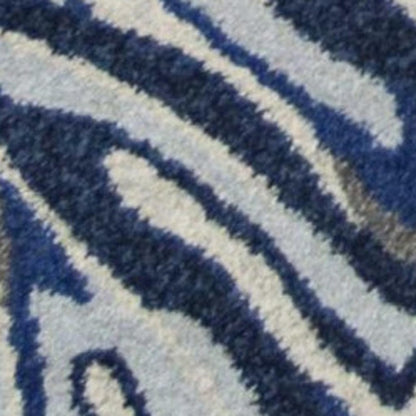 8' X 11' Blue And Gray Botanical Leaves Area Rug