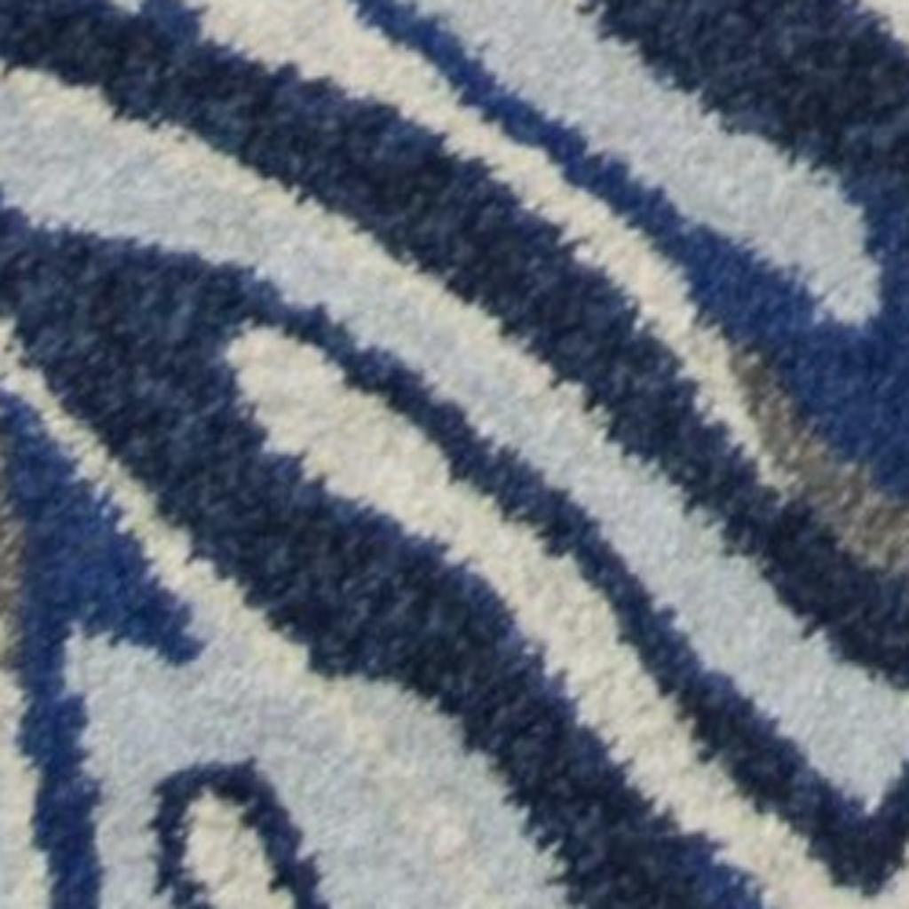 8' X 11' Blue And Gray Botanical Leaves Area Rug