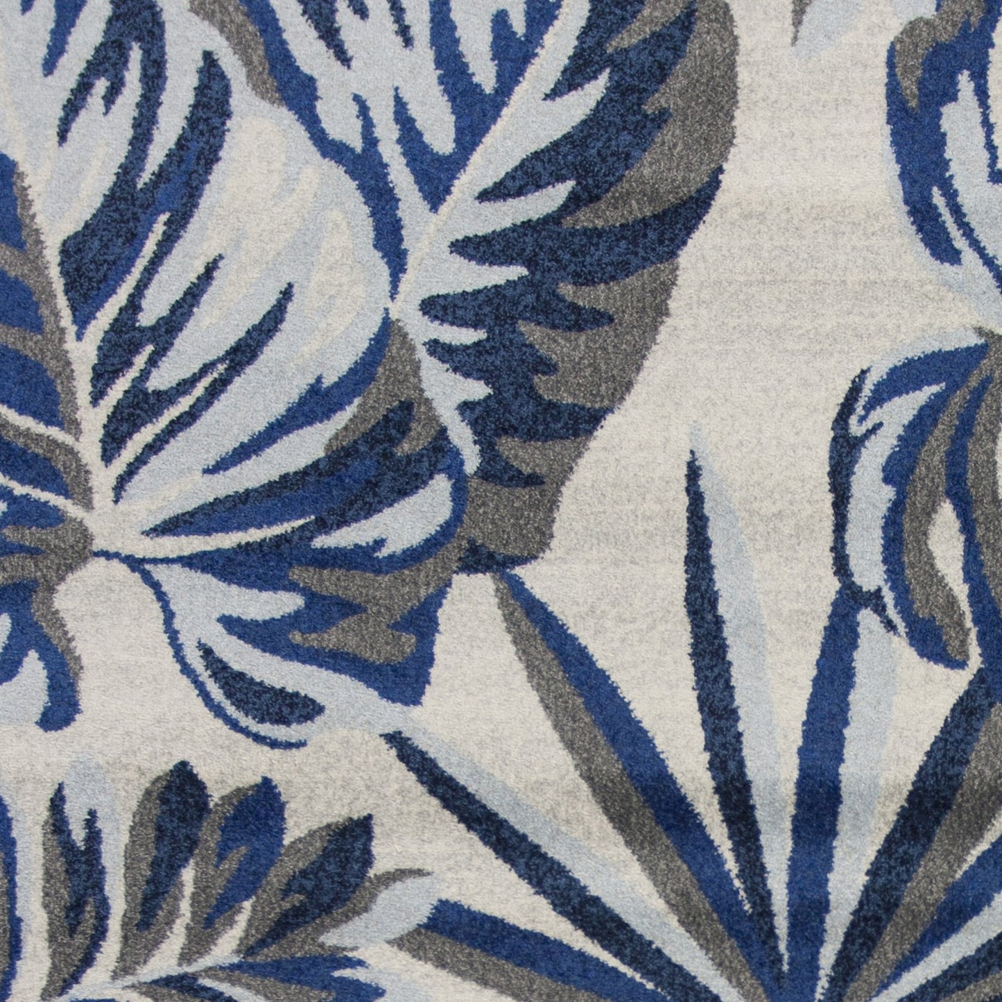 8' X 11' Blue And Gray Botanical Leaves Area Rug