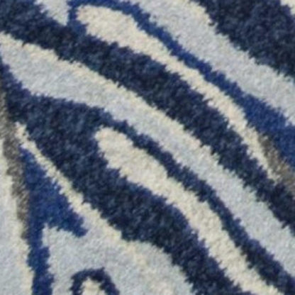 8' X 11' Blue And Gray Botanical Leaves Area Rug