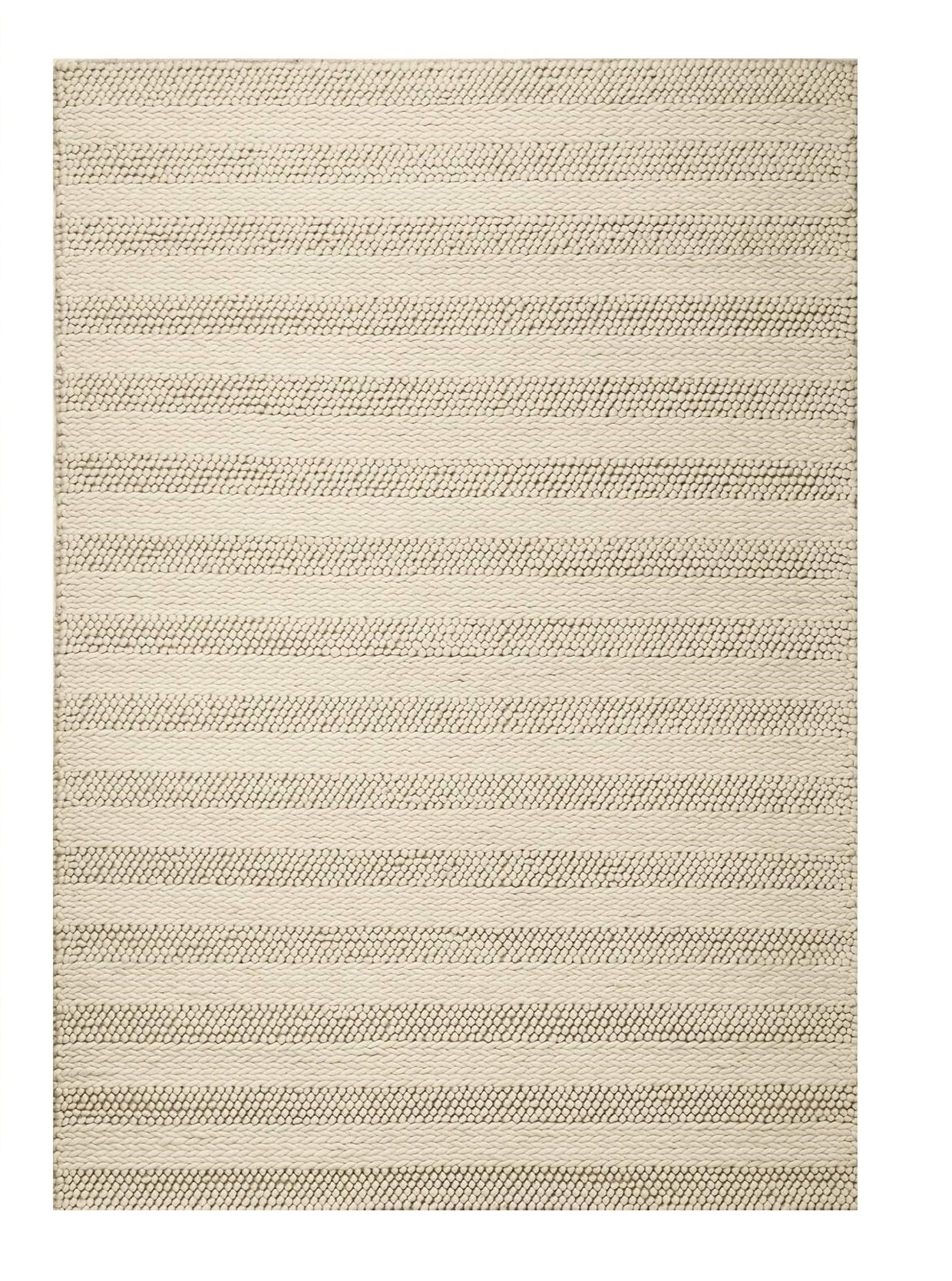 9' X 13' Wool White Area Rug