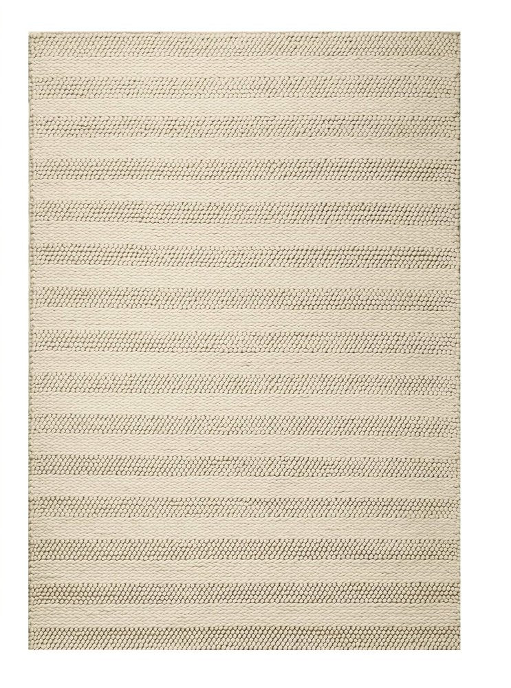5' X 7' Ivory And White New Zealand Lambs Wool Striped Hand Woven Area Rug