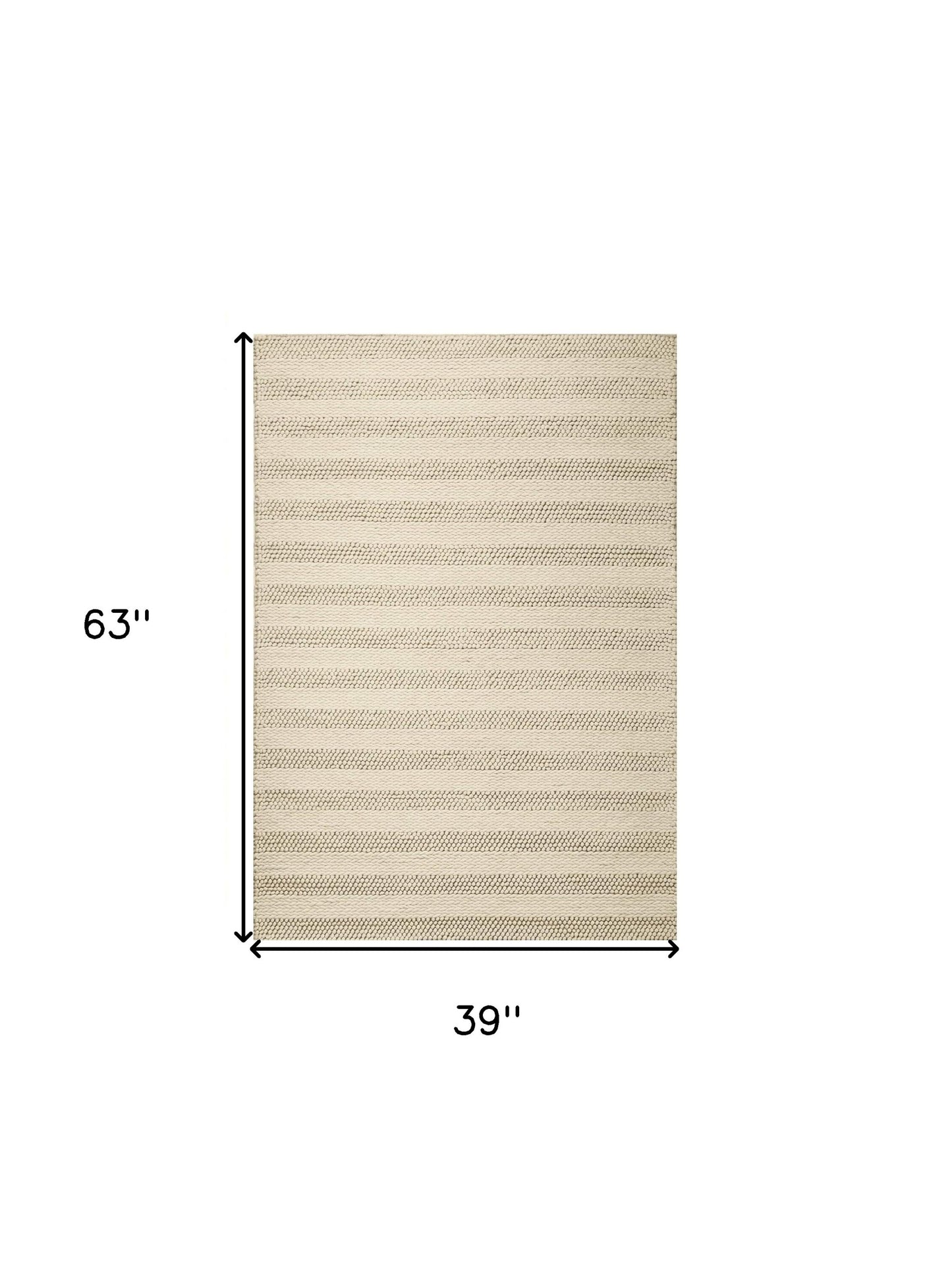 9' X 13' Wool White Area Rug