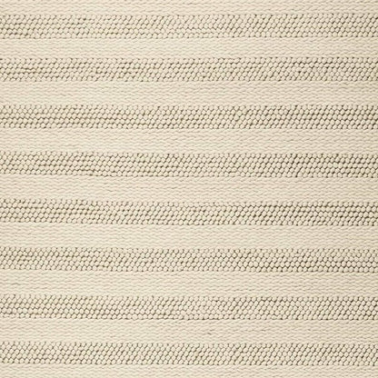 5' X 7' Ivory And White New Zealand Lambs Wool Striped Hand Woven Area Rug