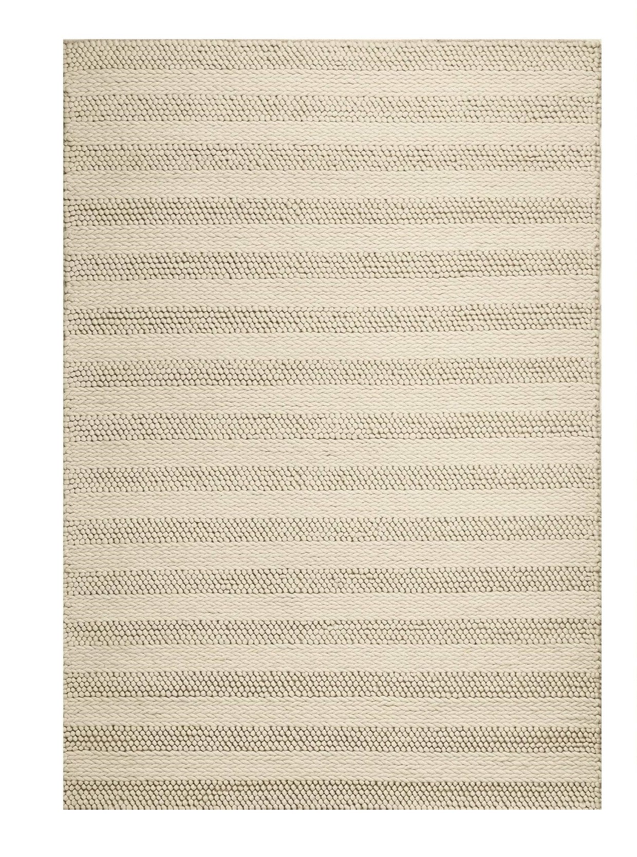 9' X 13' Wool White Area Rug