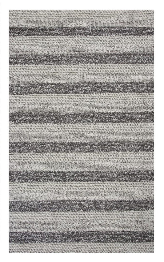 5' X 7' Grey White Hand Woven Knobby Stripes Indoor Area Rug