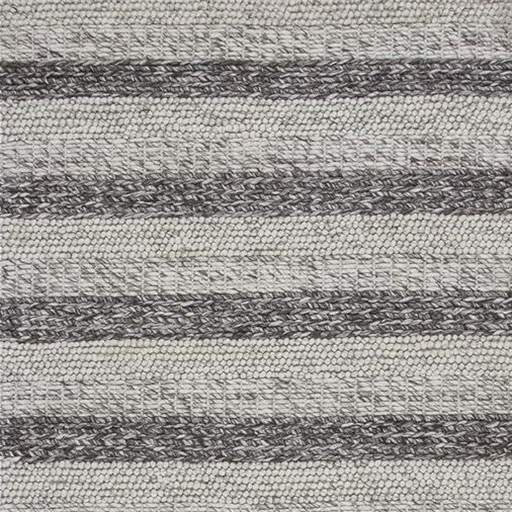 5' X 7' Brown Gray And Ivory New Zealand Lambs Wool Striped Hand Woven Area Rug