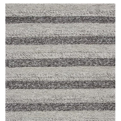 5' X 7' Brown Gray And Ivory New Zealand Lambs Wool Striped Hand Woven Area Rug