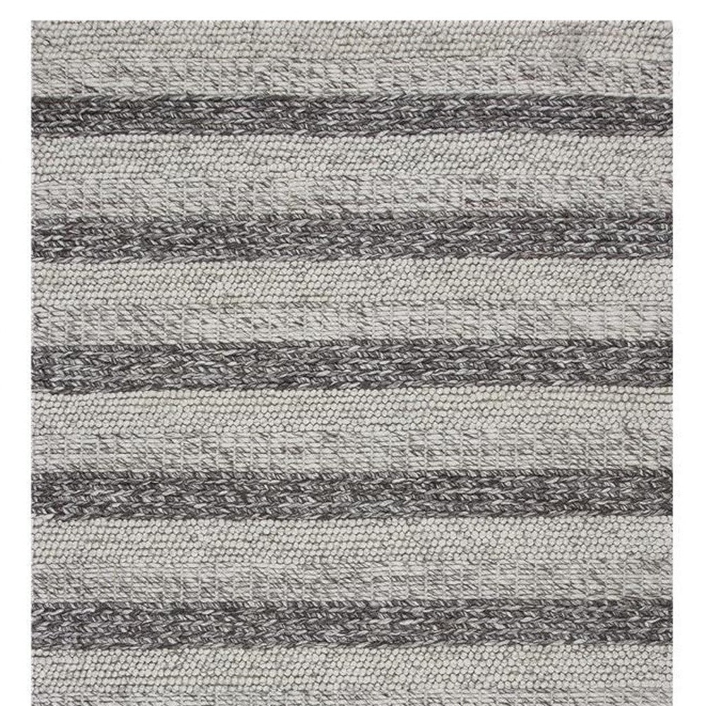 8' X 10' Grey White Hand Woven Knobby Stripes Indoor Area Rug