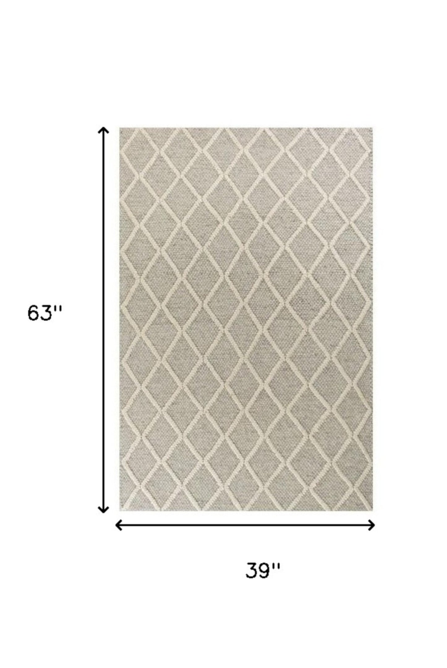 5' X 7'  Wool Grey Area Rug