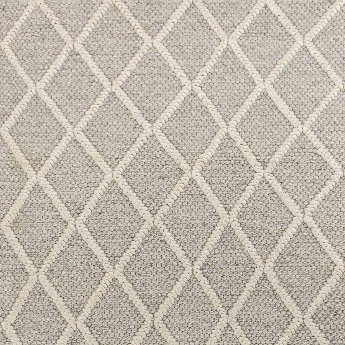 9' X 13' Grey Hand Woven Diamond Pattern Indoor Area Rug