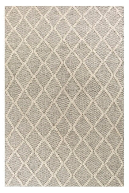 9' X 13' Grey Hand Woven Diamond Pattern Indoor Area Rug