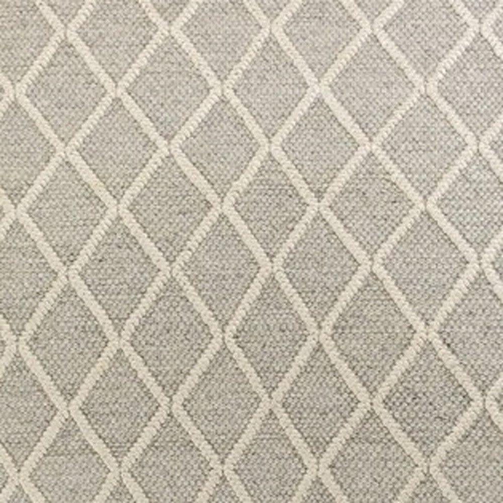 9' X 13' Grey Hand Woven Diamond Pattern Indoor Area Rug