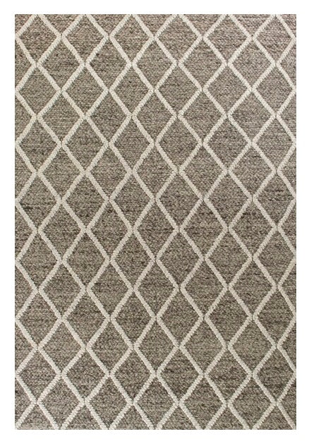 8' X 10' Dark Grey Hand Woven Diamond Pattern Indoor Area Rug