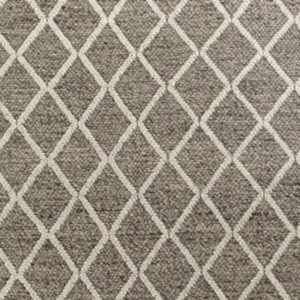 8' X 10' Dark Grey Hand Woven Diamond Pattern Indoor Area Rug