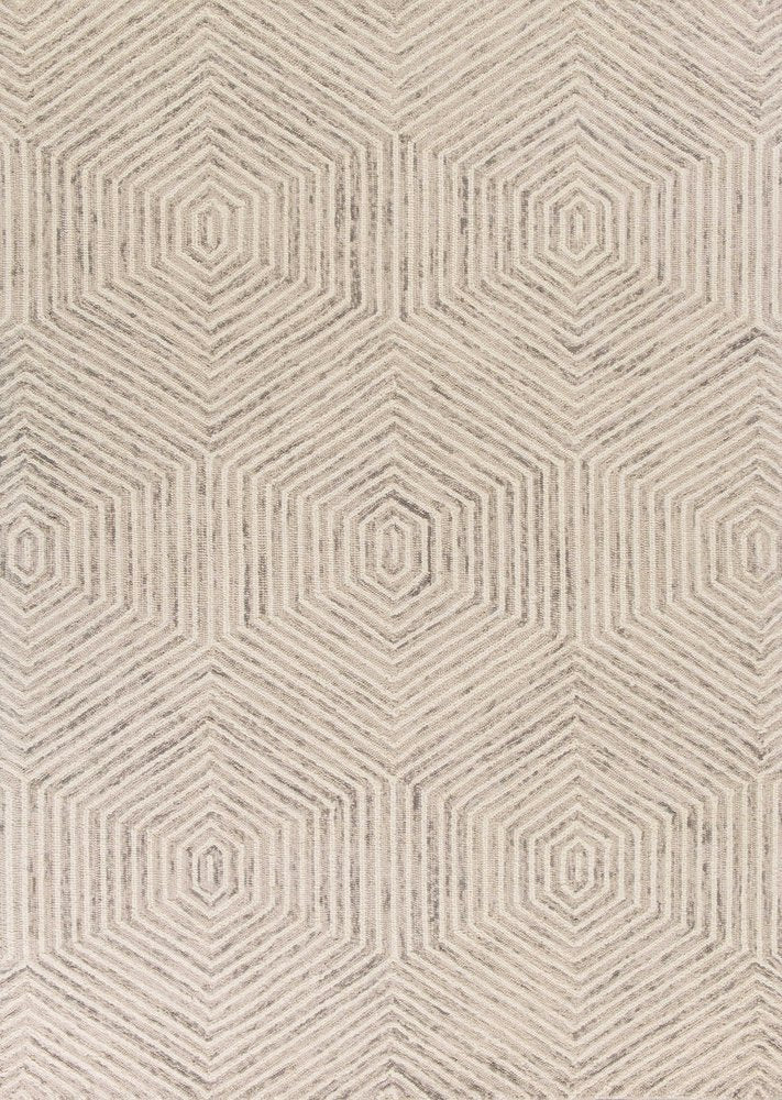 5' X 7' Sand And Beige Wool Geometric Hand Tufted Area Rug