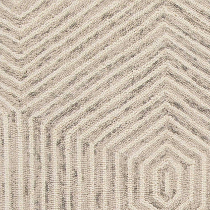 5' X 7' Sand And Beige Wool Geometric Hand Tufted Area Rug
