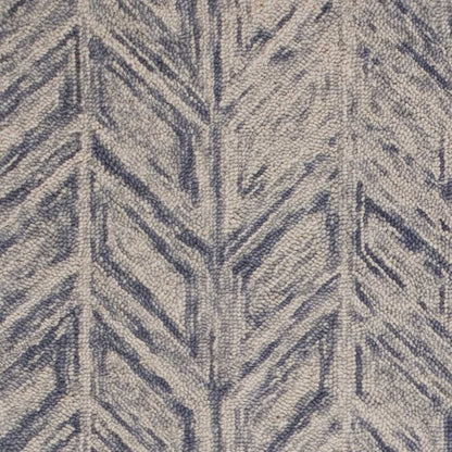 3' X 5' Blue And Beige Wool Chevron Hand Tufted Area Rug