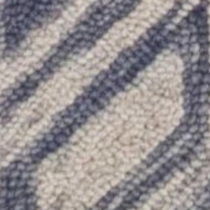 3' X 5' Blue And Beige Wool Chevron Hand Tufted Area Rug