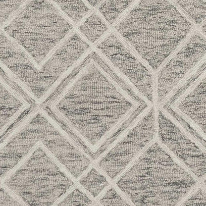 3' X 5' Sand Beige And Ivory Wool Geometric Hand Tufted Area Rug
