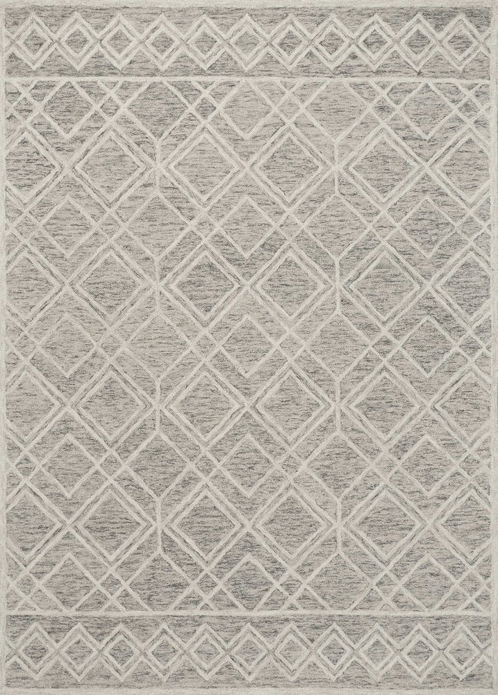 2' X 4' Sand Beige And Ivory Wool Geometric Hand Tufted Area Rug
