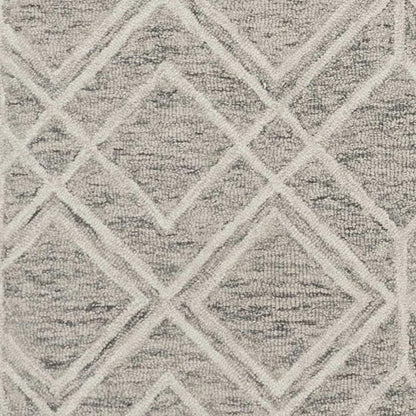 9' X 12' Sand Beige And Ivory Wool Geometric Hand Tufted Area Rug