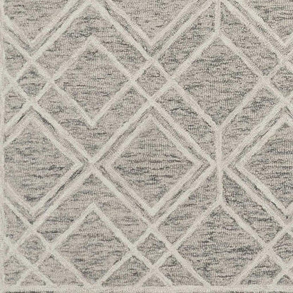 9' X 12' Sand Beige And Ivory Wool Geometric Hand Tufted Area Rug