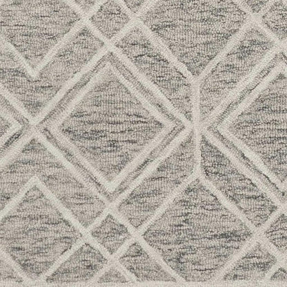 3' X 5' Sand Beige And Ivory Wool Geometric Hand Tufted Area Rug