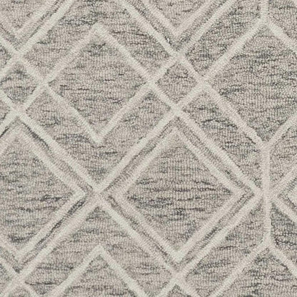 3' X 5' Sand Beige And Ivory Wool Geometric Hand Tufted Area Rug